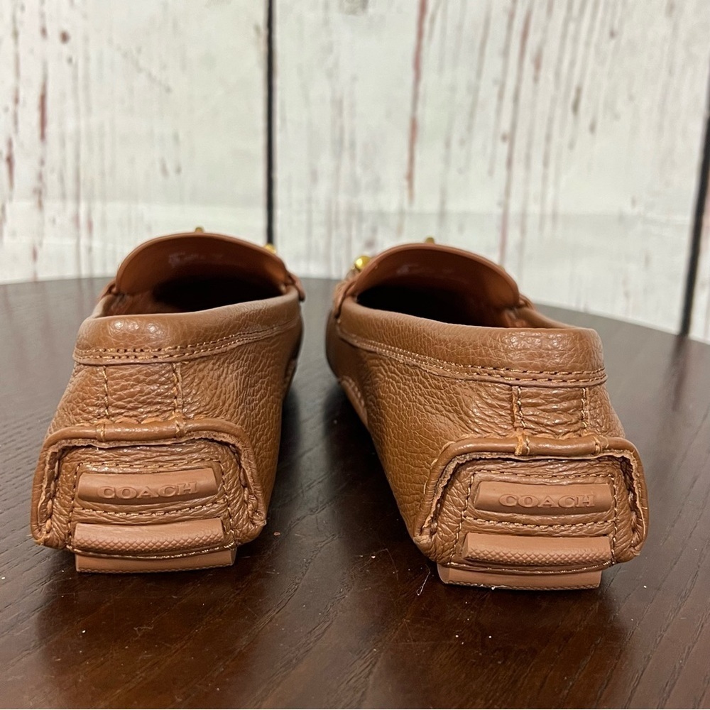COACH CROSBY DIVER Brown Grainy Leather Loafers with Brass Gold Accent 6.5B NIB - Picture 6 of 11